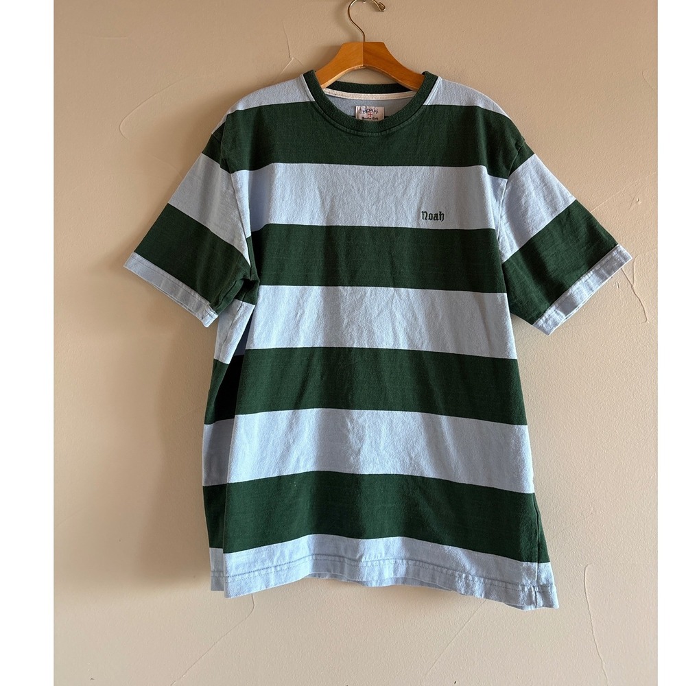 Noah Practice‎ Cloth Striped Rugby Shirt Mens XL Green Blue Heavy Cotton Canada